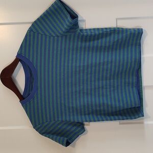 BDG cotton t-shirt green/blue striped size M